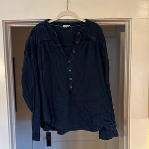 Anthropologie Pilcro Denim Blue Button-Up Top